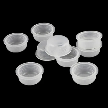 100шт пластмасови за еднократна употреба чаши за мастило за микроблейдинга татуажа, пигменти за перманентен грим, прозрачен притежателя, на капака на контейнера