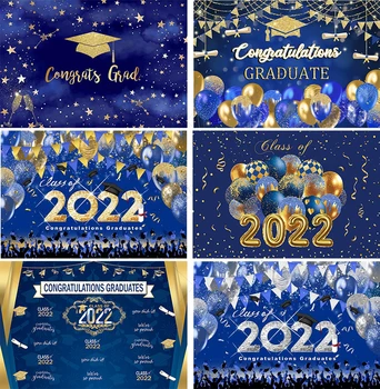 На Фона На Бала Партита 2022 Писма Завършил Синя Тема На Златни Блестящи Петна Фон За Снимки На Студентите Празнуват Банери