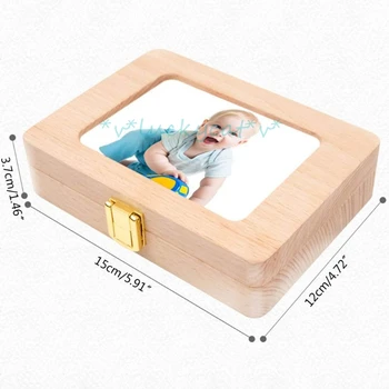 ново качество 1бр скъпа Дървена рамка за снимка Косата на Плода Широколистна Зъб Органайзер За Настаняване на Млечните Зъби Кутия За Новородено Подарък Сувенири