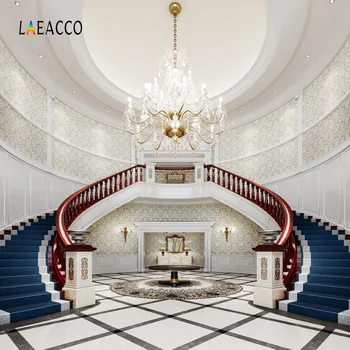 Полилей Laeacco Сцена на интериора стълба хол Фонове за портретна фотография Потребителски среди за снимки за фото студио