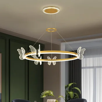 Модерна луксозна кристален полилей за спалня в скандинавски стил, просто творческа led осветление за всекидневната, ресторант Butterfly