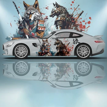 аксесоари за автомобилни стикери samurai wolf универсални боядисани модифицирани етикети за състезателни автомобили странични графични стикери за автомобили с болка
