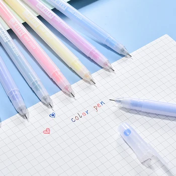 12 Цветни гелевых дръжки Прозрачна химикалка писалка прост дизайн 0,5 мм, за да влезете, сладки училищните канцеларски материали