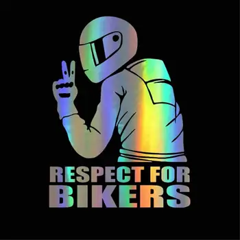 Автомобилни стикери Стикер Respect Biker за автомобил, мотоциклет, винил 3D стикери, 3D етикети и стикери за мотоциклети