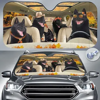 Забавно Семейство Шипперке Зад Волана на Есенните Листа, Автомобил За Любителите на Кучета, сенника на Предното Стъкло, Подарък за Любител на Кучета, на Предното Стъкло на Колата Auto