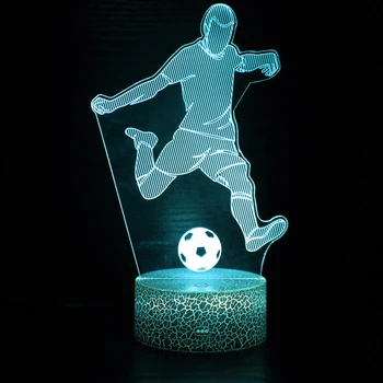 Nighdn 3D Play Football Илюзия нощни лампи, Акрил светодиодна настолна нощна лампа Декор на масата в детската спалня с Подаръци за рожден ден за деца