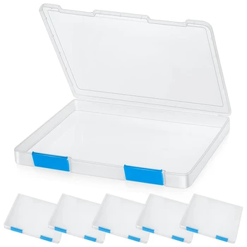 6 Бр Прозрачна кутия за файлове с формат А4, пластмасова кутия за съхранение на документи, Калъф, контейнери за плочи, защита за списания, държач за файлове с катарама, трайни