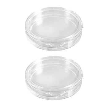 20 броя малки кръгли прозрачни пластмасови капсули за монети в кутията 26 мм