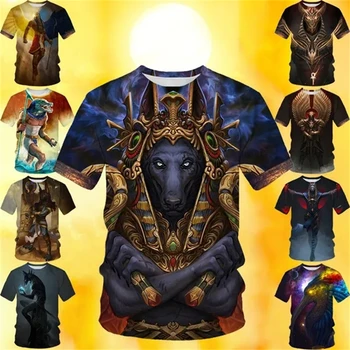 Модна Тениска Унисекс Древен Планини Египетският Бог на Очите Египет Фараон Анубис Лице С 3D Принтом Градинска Ежедневни Тениска Върховете Мъжки