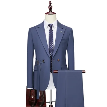 Висококачествено мъжко облекло 6XL (сако + панталон в италиански стил с елегантна мода, просто бизнес ежедневното джентълмен рокля от две части