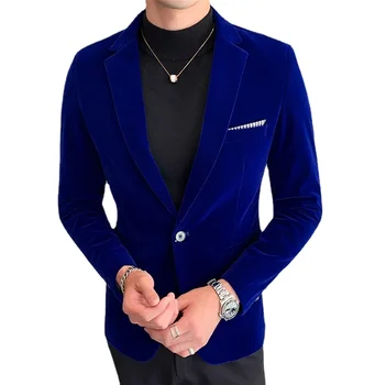 Бутик за мъжка мода S-5XL, бизнес Комфортен джентълменско монофонични velvet случайни Корейски костюм, Тънък тенденция, Монофонични Запад