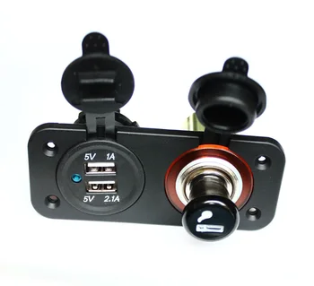 Автомобилен Мотор GPS LED DC 5V Зарядно с два USB-порта 2.1 A и 1A Сплитер контакти + 12 В Морската запалката Адаптер за зарядно устройство