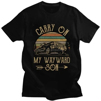 Carry on My Wayward Son Dark Хедър Графични Тениски Лятна Реколта, С чувство за Хумор Женски Мъжки Свободни Готини Тениски Модни Върхове Camisetas Tee