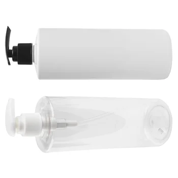 2 елемента 500 мл празни бутилки от под лосион за измиване на тялото, сапун за ръце, захранващи за лосион с помпа за еднократна употреба (бяла и прозрачна глава на помпата)