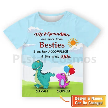 Детска тениска Grandma Is My Alibi с персонализирани с име, върхове с 3D-принтом, детска тениска за момчета и момичета, дрехи за cosplay