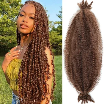 Косата Marley Afro Twist За Плетене Косичек От Проблемните Изкуствени Направления, Свързани с плетене на една Кука, Естествени къдрици, Пухкави Косата