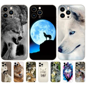 За iPhone 11 12 13 mini pro MAX делото Калъф за телефон за iphone SE 2020 мек Силиконов калъф минава вълкът е животно