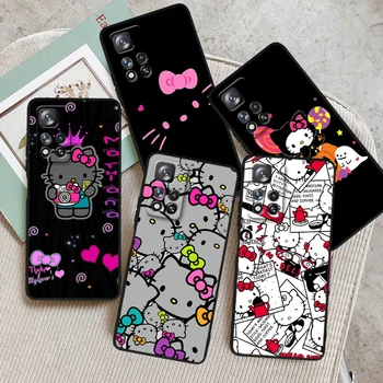 Карикатура на Sanrio Hello Kitty За Xiaomi Redmi Note 12 12S Turbo 11 11T 11S 10 10S 9 8 8T 7 Pro Plus 5G Black Калъф За вашия телефон