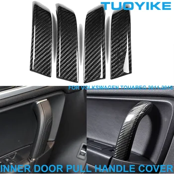 Вътрешна украса, изработени от въглеродни влакна LHD RHD от този на сухия карбон, вътрешна дръжка врата, рамка, накладки, стикер на панела за Volkswagen Touareg 2011-2018