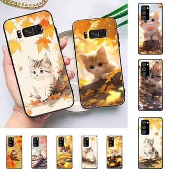 Калъф за телефон Autumn котка за Samsung J 7 plus 7core J7 нео J6 plus prime J6 J4 J5 Mobile Cover