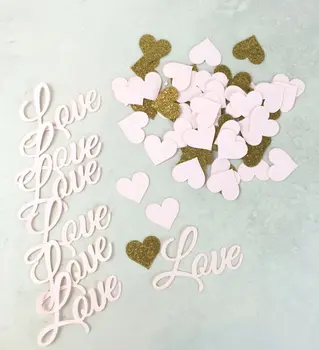 Конфети с розови и златни искри | Love Confetti | Конфети със златни пайети, декорация на масата, албум за изрезки Confettis