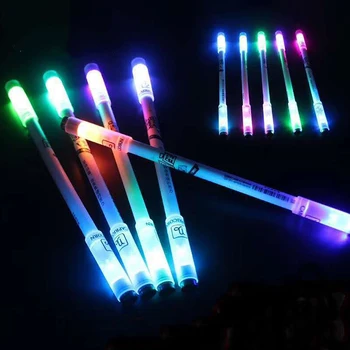 Готина въртящата гел химикалка с led светкавица Light Students Fashion, въртяща се дръжка 0,5 мм