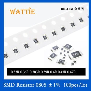 SMD резистор 0805 1% 0.33 R 0.36 R 0.383 R 0.39 R 0.4 R 0.43 R 0.47 R 100 бр./лот микросхемные резистори 1/10 W 2.0 мм * 1.2 мм с ниска стойност на съпротива
