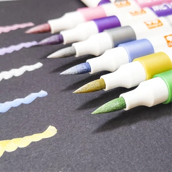 6 цвята метална маркер, метални маркери, със средна точка за наскальной рисуване, изработване на картички от черна хартия, изделия за scrapbooking