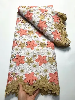 LTSG21 продажба на Едро на африканската гипюровой шнуровой завързана кърпа, бродирани красиви цветя, водорастворимой завързана кърпа за парти/сватба