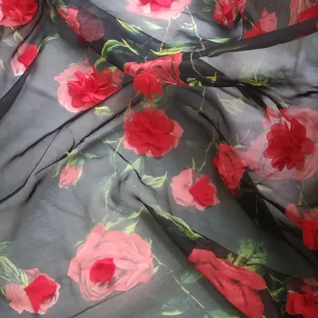 Шевна 3D Стереоскопическая шифоновая плат с бродерия във формата на цвете рози за летни рокли, завеса, булчински рокли, платове за булчински рокли