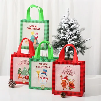 Нетъкан Коледен Подаръчен Пакет Коледно Събитие За Опаковане На Подаръци Чанта Сладък Карикатура На Дядо Коледа Пазарска Чанта Коледни Аксесоари За Партита
