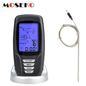 MOSEKO Цифров безжичен отдалечен термометър за месо за готвене, фурна за барбекю, кухня с таймер, аларма температура, Електронна
