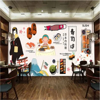 Кухня в японски стил, Суши-ресторант, Индустриален декор, Стенни картини, 3D Рисунка, боядисване, тапети, 3D Papel De Parede