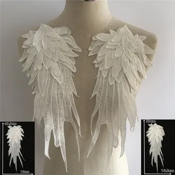 Продажбите на едро 1-10 броя бродерия на крилата на ангела на ляво и на дясно от полиэстерового дантела, декоративни аксесоари за дрехи със собствените си ръце