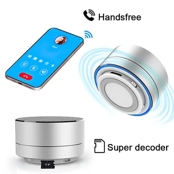 Безжична smart високоговорител от алуминиева сплав A10, съвместим с Bluetooth, Цветни led светлини, хендсфри, субуфер, Подкрепа TF
