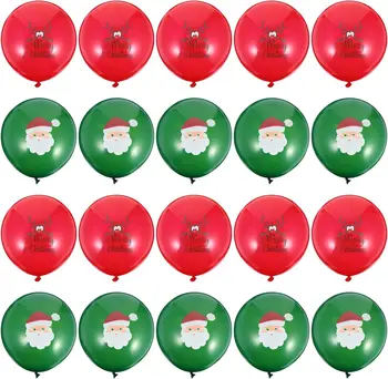 12-инчови коледни латексови балони с червен елен, зелени топки на Дядо Коледа за коледна украса 2023 г., декорация за коледната партита