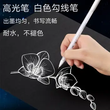 Бяла писалка с подсветка, ръчно рисувани с бяла дръжка, креативна дръжка с подсветка на екрана, дръжка за рисуване, специална дръжка за студенти-художници, заготовка за химикалки с една кука
