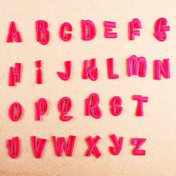 Розови ленти за украса на дрехи с красиви английски букви от A до Z, име на бебето, Бродирана апликация на 
