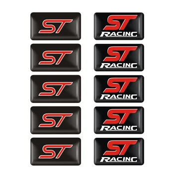 10шт Стикер с Емблемата на ST RACING 3D Стикер с Логото на ST в Спортен Стил за Ford Focus, Fiesta Ecosport Kuga, Mondeo Everest Аксесоар