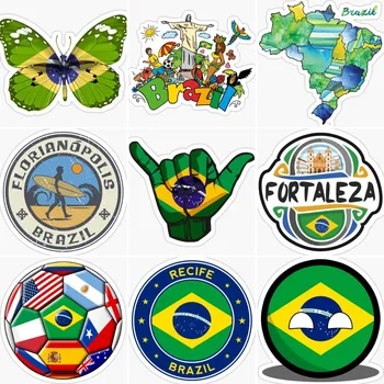 Флаг на Бразилия, Карта, Емблема, Креативни стикери за Стена, Стая, Камион, Прозорец на Кола, Стъклена маса, Мотоциклет, Велосипеди шлем, Стикер от PVC, Аксесоари