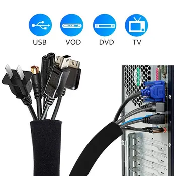 Ръкав за управление на кабел с цип, захранващ кабел офис компютър, кабел за пренос на данни, ръкав за ликвидация и сортиране