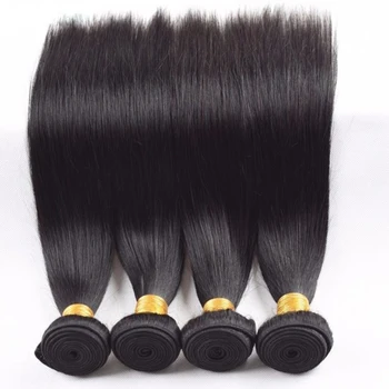 Права коса, 4 греда клюквенных на коса, естествена в черен цвят, Бразилски косата Реми, тъкане на греди, 100% Натрупване на човешка коса Remy