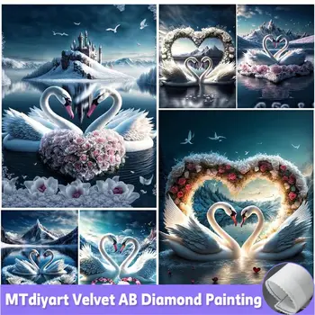 AB Нови постъпления Swan Romance Love Heart 5D Комплекти за плочки с диамант рисувани 
