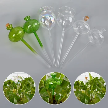 Многоцветен дизайн във формата на кактуси от прозрачно стъкло, с устройство за поливане на растения, Цветя за поливане, устройство за самополива, стоки за дома и градината