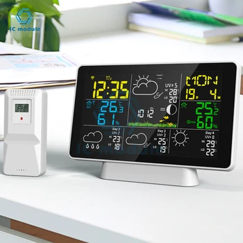 WiFi Интелигентна часовници метео Прогнозата за времето метеорологичната станция Цветен LCD дисплей, Безжичен термометър-влагомер за интелигентни приложения