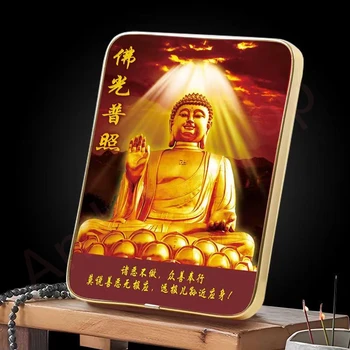 Златен Буда, благоприятен украшение в рамка за картина, Изискани лични религиозни декорация на фън шуй