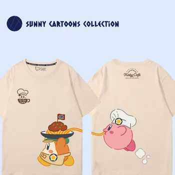 Тениска Star Kirby Couple Ins Trend Kawaii Летни С Къс Ръкав, Студентски Памук Топ за Родители и Деца, Мъжки Дамски Семейна един и същ Облекло