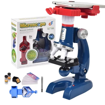 100X 400X 1200X Лаборатория за Биологичен Микроскоп Начална Училищна Научна Развитие на Играчка, Подарък Комплект Биологичен Микроскоп, за Деца