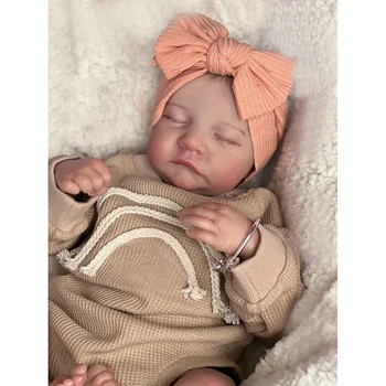 19-инчов кукла Levi Reborn Baby Doll, вече боядисана, готова за сън, Размер на новороденото 3D, върху кожата се виждат вените, са подбрани художествена кукла