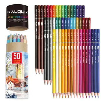 Комплект цветни моливи 50 бр Професионални изкуството на Ръчно рисувани Графити Маслени моливи Ученически пособия за рисуване